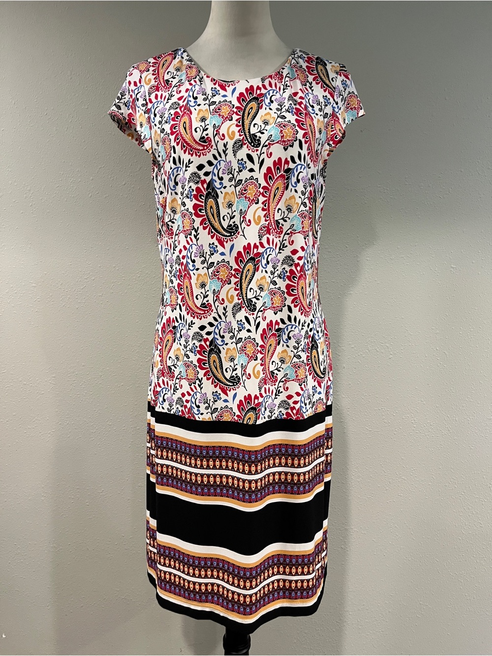 R&M Richards Multicolor Mini Dress in Black, Red, Blue & Gold